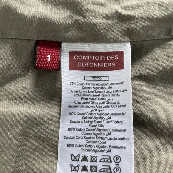 Comptoir Des Cottonniers Linen Coat XS/S Tan Asymmetrical Blend Boho Lagenlook - Picture 12 of 13